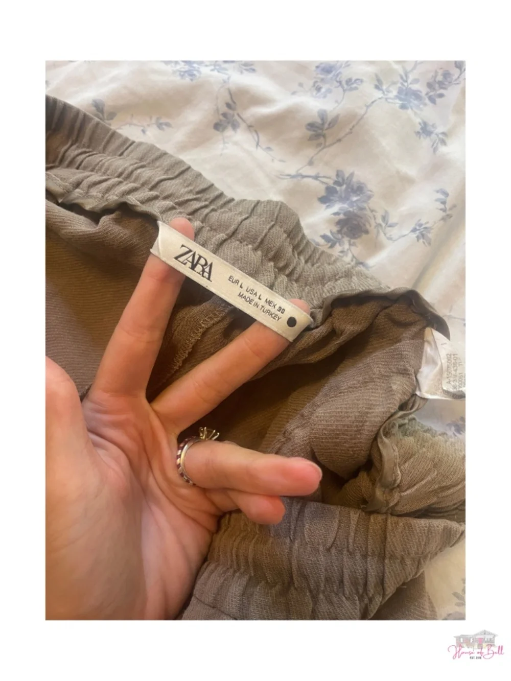 ZARA Neutral Tan Brown Lyocell Blend Drawstring Wide Leg Linen Style Pants L